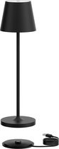 DreamGoods Oplaadbare Tafellamp - 4000mAh - voor Binnen & Buiten - met Oplaadstation - Draadloos & Oplaadbaar - Dimbaar - Touch Bediening - Tafellamp op Batterijen - Accu - Decoratie Woonkamer, Slaapkamer & Tuin - Industrieel - Zwart