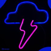 Neon Lamp - Wolk Bliksem Blauw / Roze - Incl. Ophanghaakjes - Neon Sign - Neon Verlichting - Neon Led Lamp - Wandlamp