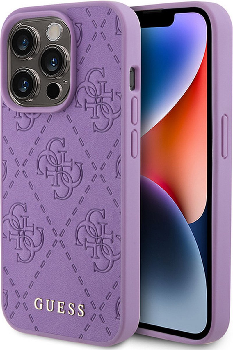 Guess 4G Stamped Back Case - Geschikt voor Apple iPhone 15 Pro Max (6.7") - Paars