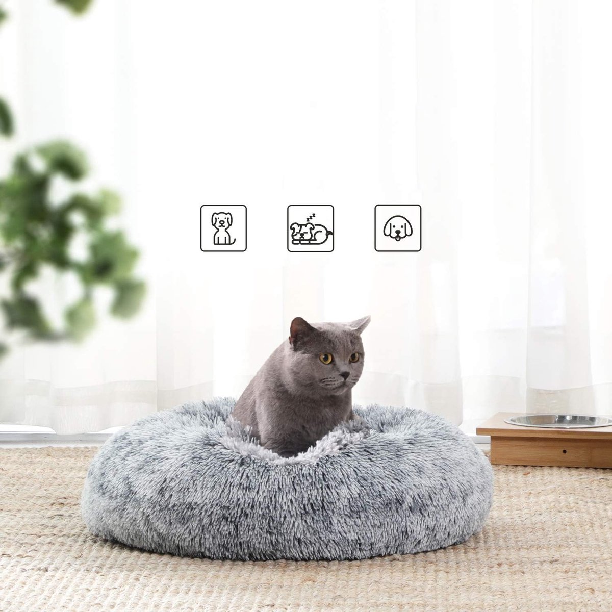 Kattenmand, kattenbed, opvouwbaar, voor katten of kleinere honden, zacht, pluizig kunstbont 50L x 50W x 20Th centimetres