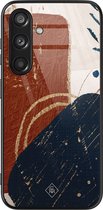Casimoda® hoesje - Geschikt voor Samsung Galaxy S24 - Abstract Terracotta - Luxe Hard Case Zwart - Backcover telefoonhoesje - Multi