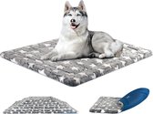 Hondenbedmat, omkeerbaar koel en warm 91 x 61 cm hondenkratmat, machinewasbaar hondenbed, kwestie van schuim met hoge dichtheid, hondenkussen, huisdierbedden voor grote honden, grijsblauw