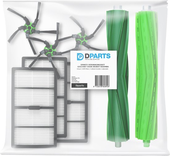 Kit de rechange Dparts adapté pour iRobot Roomba - pour S9 et S9+ - filtres et brosses - brosses doubles en caoutchouc - filtre HEPA - brosse latérale - pièces pour aspirateur robot - brosse - kit de remplacement n° 4655986