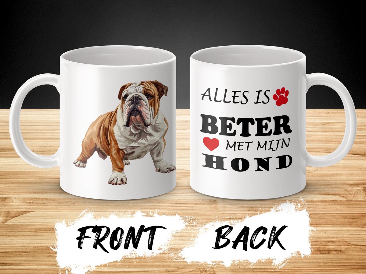 Mok Bulldog Alles is beter met mijn hond - dog - doglover