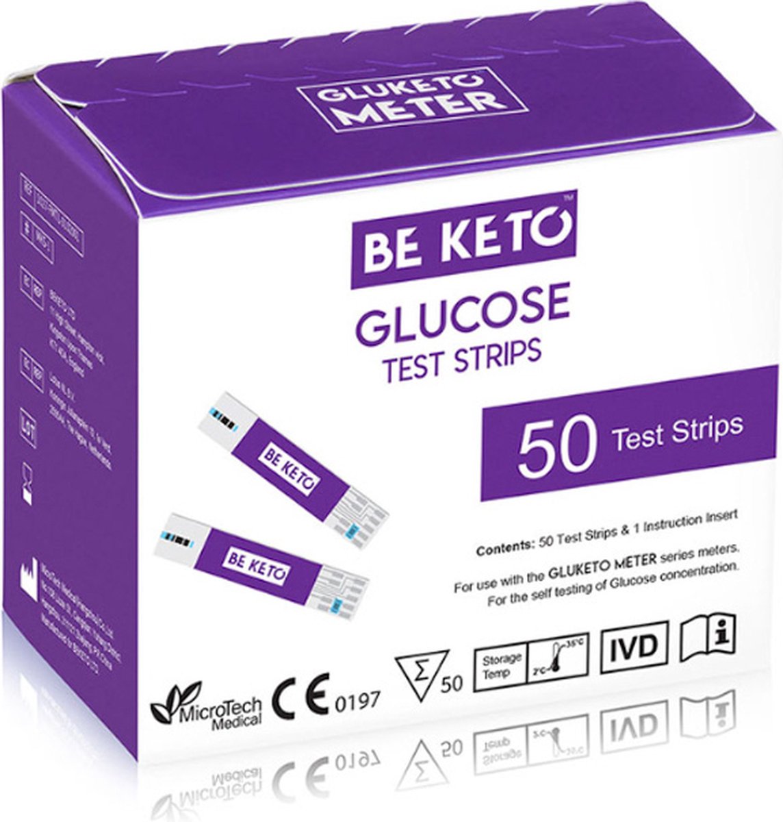 Goedkoopste Be Keto | Glucose Test Strips | 50 pcs | 1 x 50 strips | Ketose dieet | Ketonentest