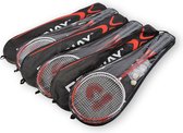 Badmintonset Inclusief Draagtas - Rood - Aluminium en BIO PLASTIC - Set van 6 – 12x Badminton Rackets & 18x Shuttles