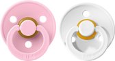 Bibs - Fopspenen - Maat 1 - Baby Pink & White - 0-6 mnd - 2 stuks