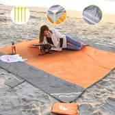 Picknickdeken, stranddeken, strandmat, campingdeken, 210 x 200 cm, waterdicht, zanddicht, 0,38 kg, ultralicht en compact, voor strand, camping, wandelen, picknick (oranje)