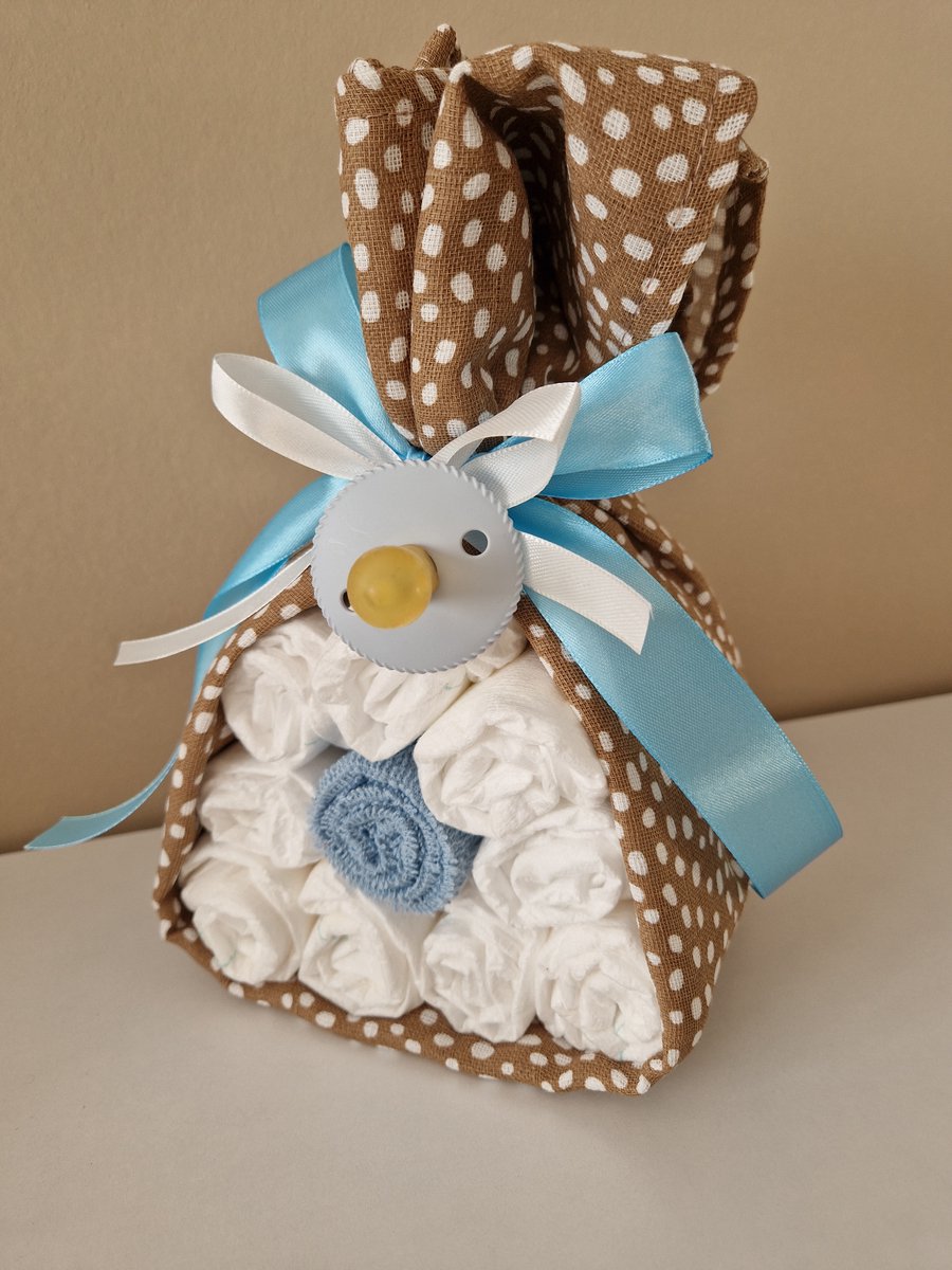 Goedkoopste Luiertaart luierdriehoekje small jongen - babyshower- kraamcadeau