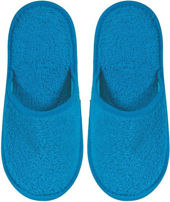 Chaussons de bain Terry Uni Pure avec Semelle Turquoise Taille 43-1 Paire
