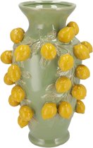 Viv! Home Luxuries vaas - Fruit - Citroenen - Aardewerk - groen geel - 38cm