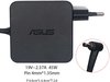 Zwarte ASUS oplader 19V--2.37A 45W met haakse pin van 4mm*1.35mm.