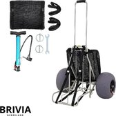 Brivia Strandtrolley - Alle Tereinen - Opblaasbare Banden - 75kg Laadvermogen - Trolley - Bolderkar - Opvouwbaar - Luchtbanden
