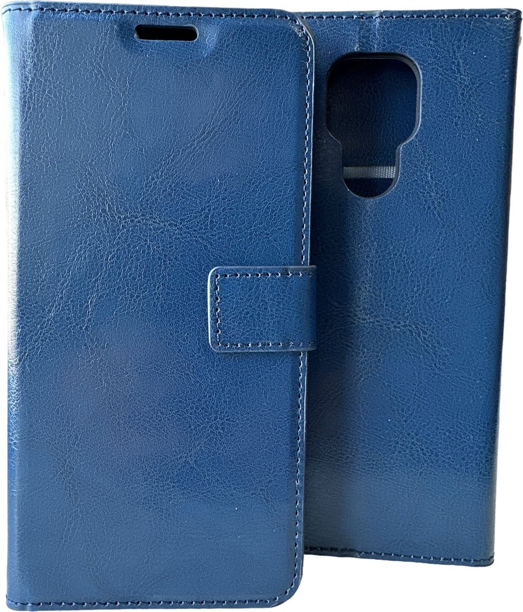 Bookcase Geschikt voor: Motorola Moto E7 Donkerblauw - portemonnee hoesje - ZT Accessoires