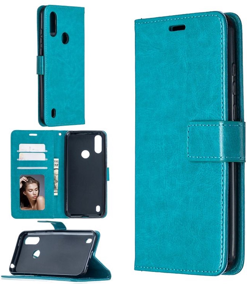 Bookcase Geschikt voor: Motorola Moto E6 Plus - Turquoise - portemonnee hoesje