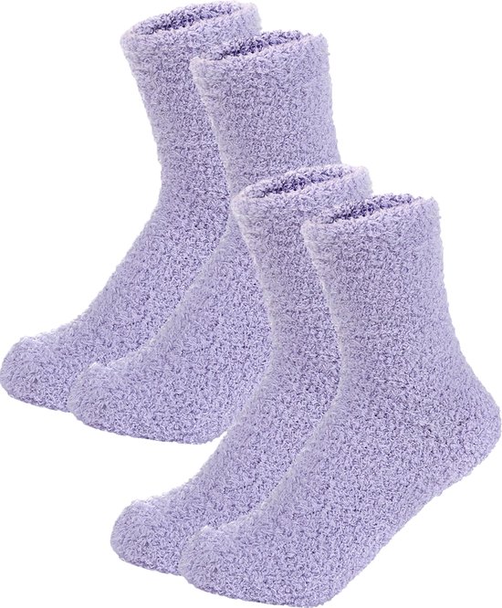 Chaussettes moelleuses femmes - Violet - taille unique 36-41 - Chaussettes d'intérieur maison - tissu éponge - chaussettes d'hiver épaisses - cadeau pour elle - pendaison de crémaillère - anniversaire - femme