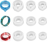 9 stuks ringvorm siliconen mallen, hars siliconen sieraden gieten, 3 soorten doe-het-zelf oorbel ronde cirkel epoxymallen voor decoratie, kristallen hanger gebogen knutselbenodigdheden voor bruiloft