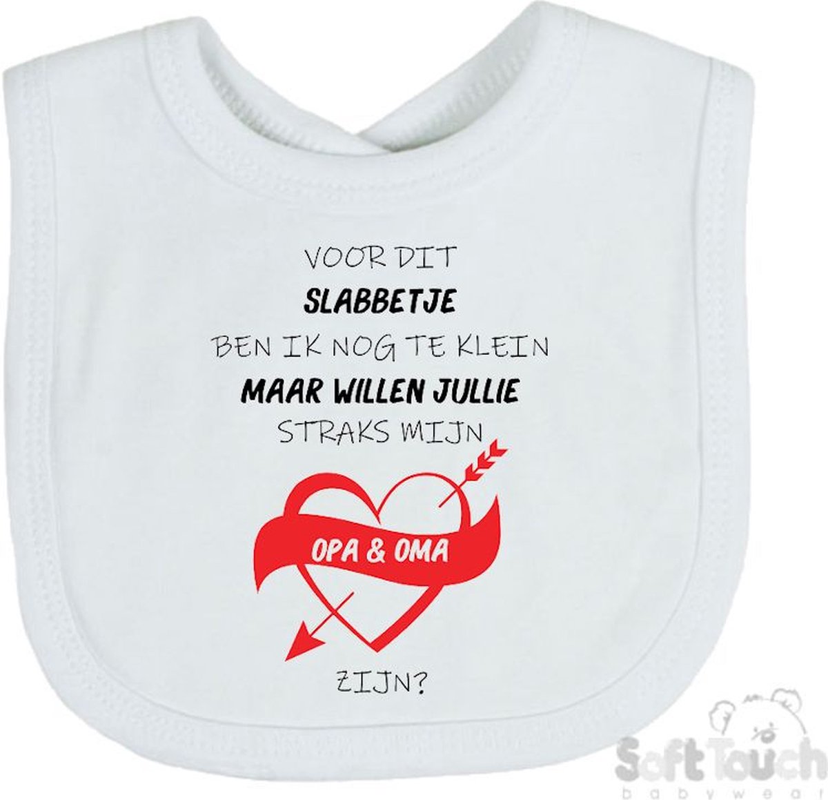 Goedkoopste Soft Touch Slabber Slabbetje Slab Zwangerschap Aankondiging 2.0 Voor dit slabbetje ben ik nog te klein maar willen jullie straks mijn opa & oma zijn Unisex Katoen Wit/zwart/rood Maat 33x22 Cm