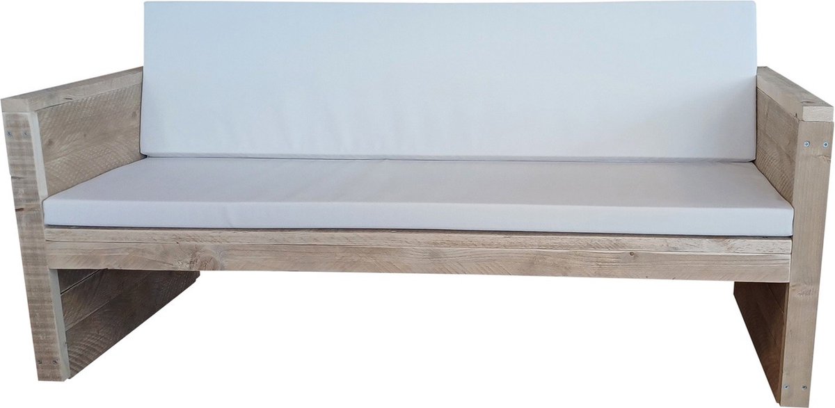 Wood4you Tuinbank Vlieland Montagepakket steigerhout Incl kussen Wit Vlieland (175L)