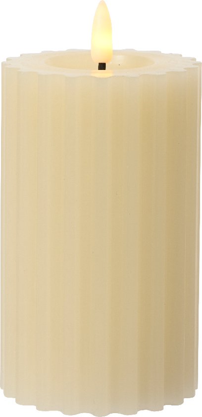 Bougie LED Flamme, hauteur 17 cm, rouge Cire véritable Fonctionnement