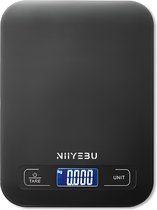 NIIYEBU Balance de cuisine de précision numérique - Balance de Cuisine - Piles incluses - Fonction tare - 1 à 5 kg - Écran LCD - Zwart