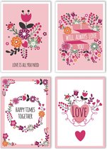 Love you kaarten - Set van 8 ansichtkaarten - Leuke Post - V5 - Liefde, Huwelijk, Trouwen, Valentijn