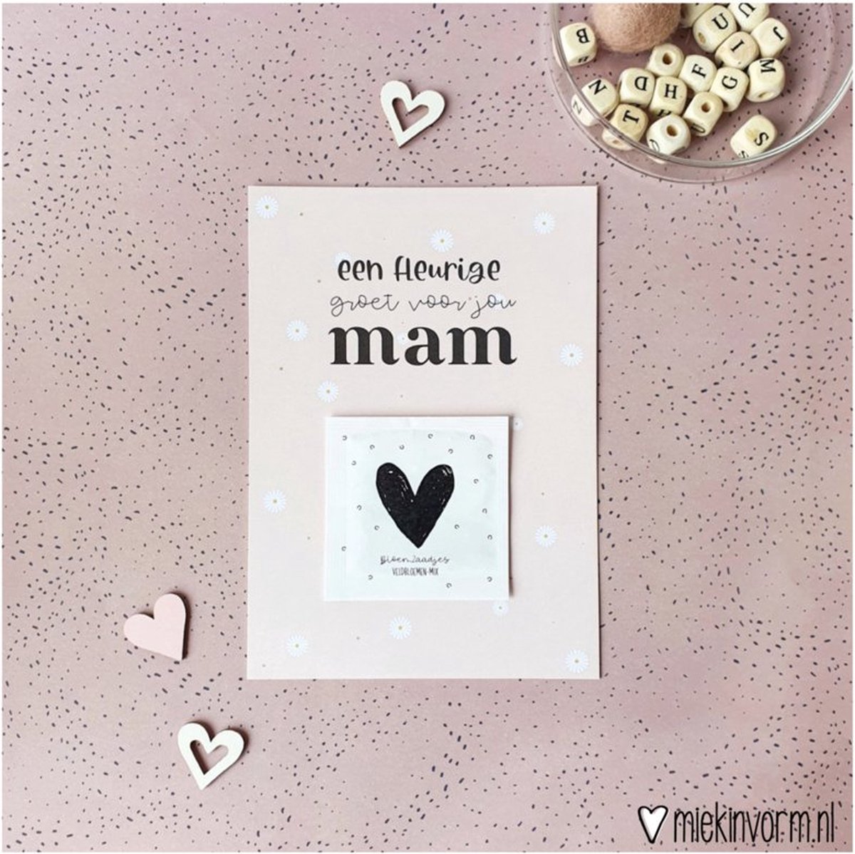Kaart met bloemzaadjes - Fleurige groet voor jou mam