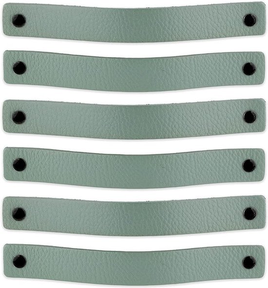 Brute Strength - Leren handgrepen voor meubels - Vaalgroen - 2 stuks - 20 x 2,5 cm - Kastgreep, Deurgreep voor keuken, badkamer, kasten, dressoir, hout