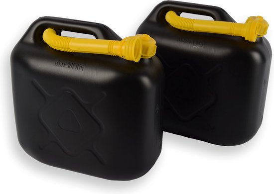 Set van 2 Zwarte Jerrycan | 10 liter elk | Brandstof Jerrycan met Schenktuit | Voor Benzine, Diesel & Meer!