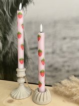House17 Led kaarsen Aardbeien - Roze - Set van 2 stuks - inclusief batterij - Handgemaakt