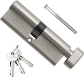1 pièce cylindre en laiton Euro 45T/45mm, bouton/serrure à clé de 90mm avec 3 clés en laiton standard, anti-crochetage, anti-perçage, anti-claquement, anti-choc, finition nickel satiné