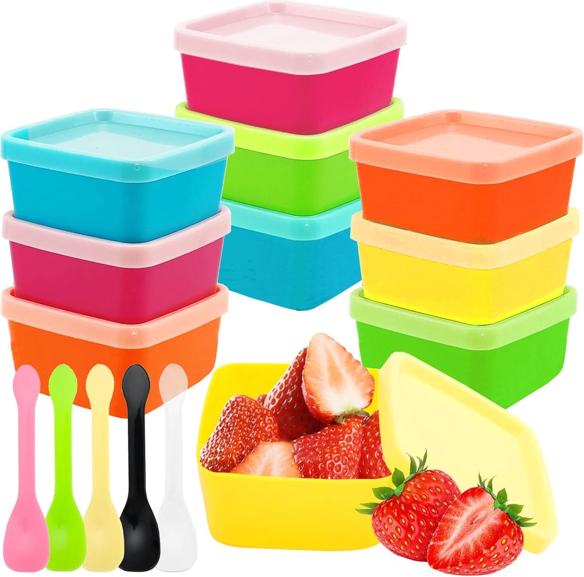 Plastic vriescontainers kleine containers 10 stuks opslagcontainers met deksels voedselopslagcontainers set opbergdoos plastic voedsel keuken lekvrije container voedselcontainer (vierkant)