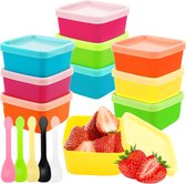 Plastic vriescontainers, kleine containers, 10 stuks opslagcontainers met deksels, voedselopslagcontainers set, opbergdoos, plastic voedsel, keuken, lekvrije container, voedselcontainer (vierkant)
