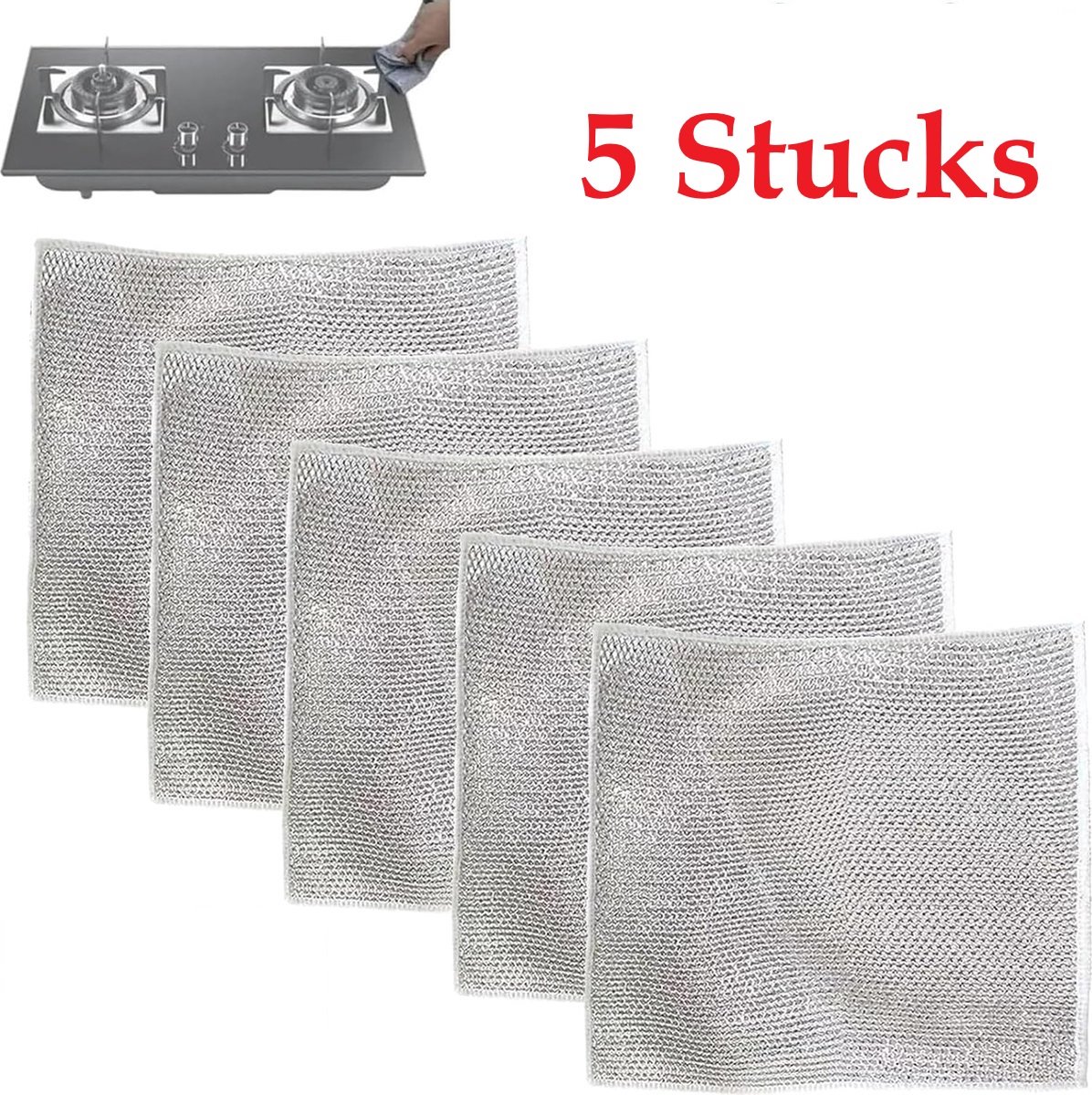 Goedkoopste 5 stuks draadvaatdoeken, multifunctionele draadvaatdoeken voor nat en droog, draadlappen, afwasdoeken, nat, multifunctionele draadvaatdoeken