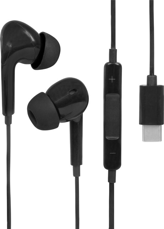 Nuvance Oortjes met Draad - USB-C Aansluiting - Oordopjes met Draad - In-Ear Oortjes met Draad en Microfoon - Zwart