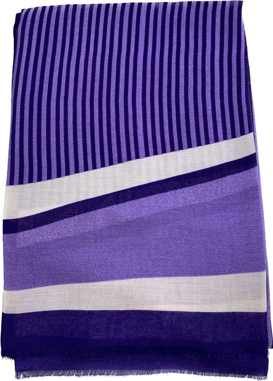 Modieuze dames sjaal met strepen in 5 kleuren 50% katoen en 50% viscose