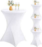 4-pack spandex cocktailtafelhoes, rekbare vierkante hoeken, cocktail spandex tafelkleed, hoge ronde tafel voor bar, feest, banket, bruiloft, verjaardagstafel (wit, 80 x 110 cm)