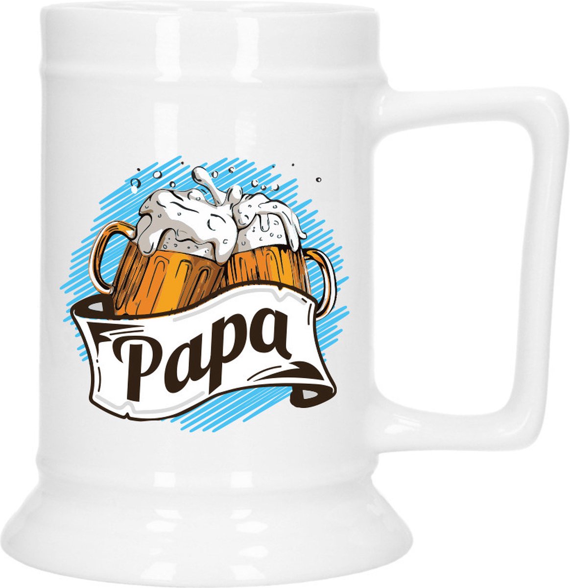 Bellatio Decoration Cadeau Bierpul voor papa - blauw - keramiek - 530 ml - Vaderdag