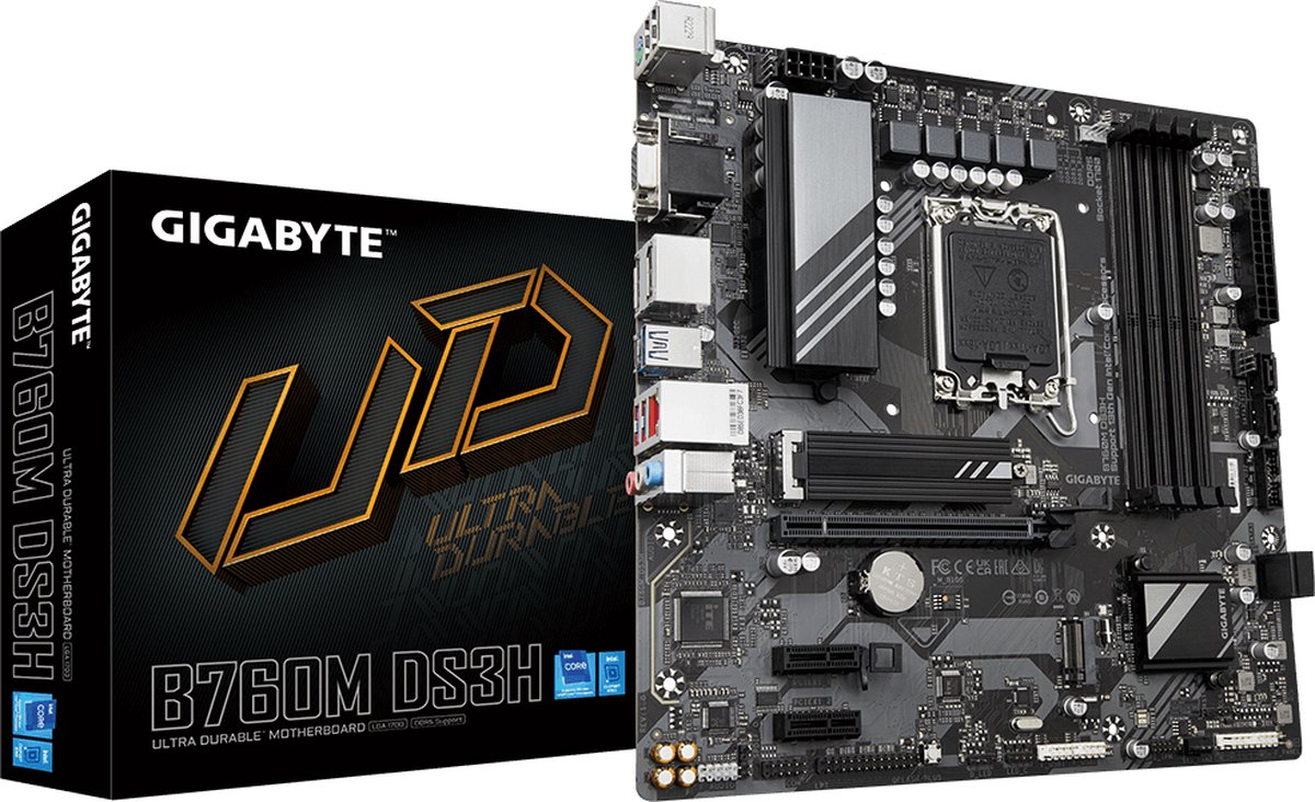 GIGABYTE B760M DS3H moederbord Intel B760 Express LGA 1700 micro ATX