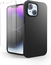 Nuvex Coque de téléphone Zwart adaptée pour iPhone 14 avec film protecteur d'écran en verre de protection