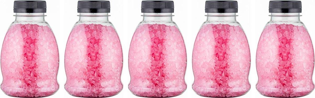 Goedkoopste Badzout Rozen - 375 gram - Fles met zwarte dop - Set van 5 stuks