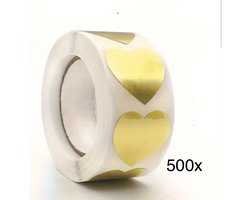 500 Gouden hart stickers - Sluitzegel - stickers op rol | hartje | Bedankt | Zakelijk - Bruiloft - Trouwerij - Envelop | Kerst | Moederdag | Vaderdag | Cadeau - Gift - Cadeauzakje - Traktatie | Creativiteit | Babyshower | Liefde | Valentijn | 25mm |