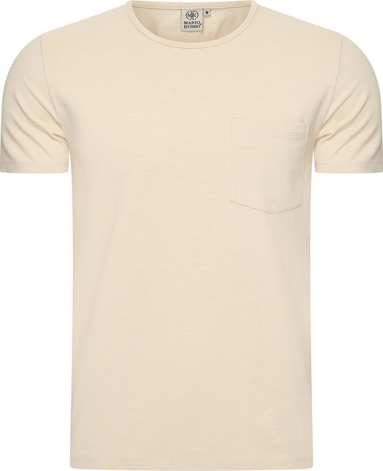 Mario Russo T-shirt - T-shirts Heren - Katoen - L- Beige