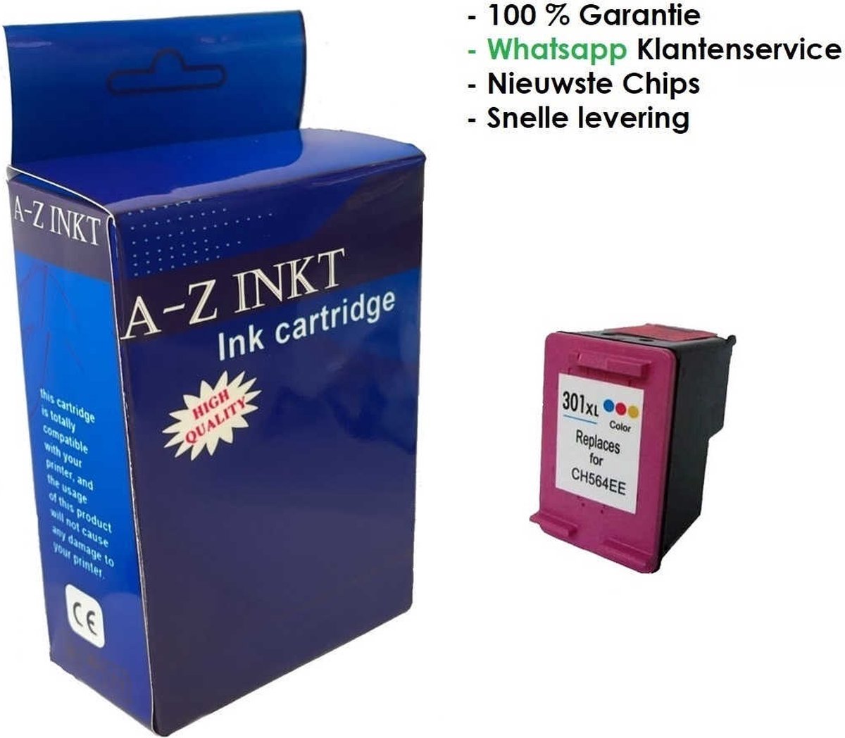 AtotZinkt huismerk inktcartridge voor HP 301XL kleur van 18ml bespaar tot 80%