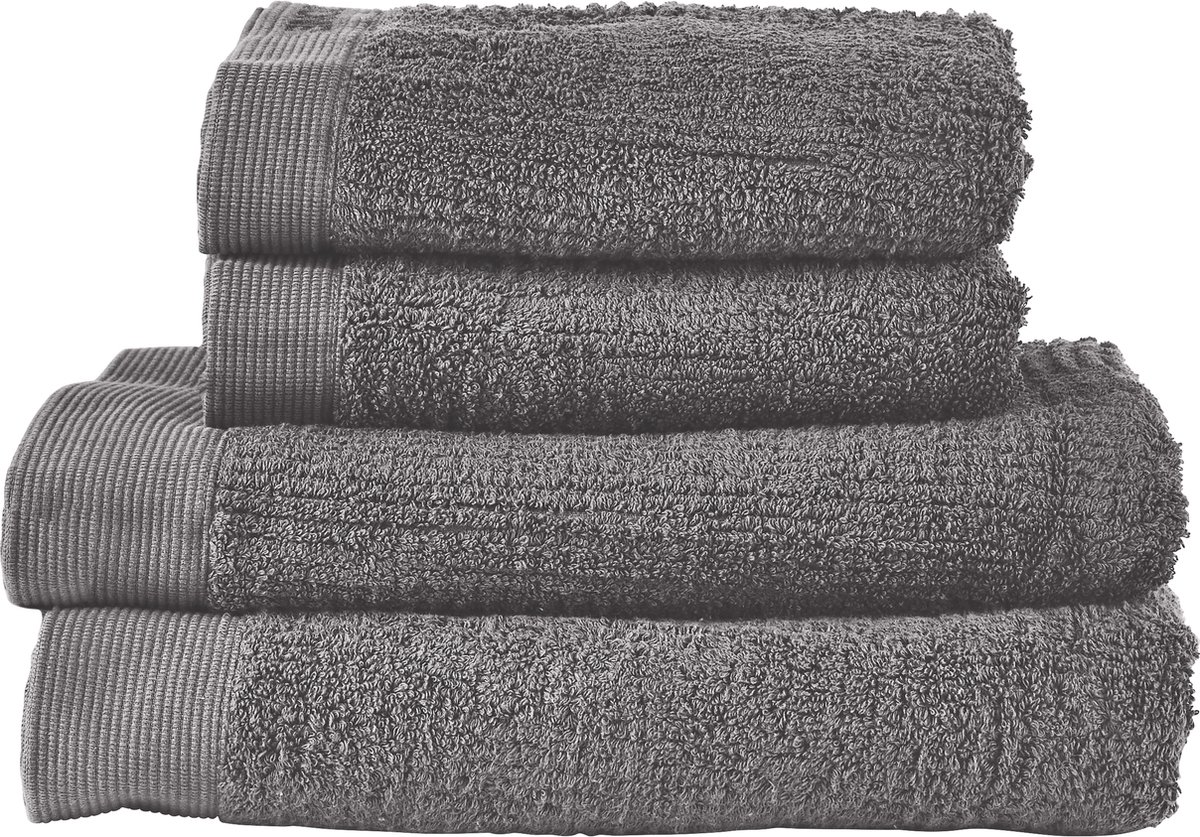 Zone Denmark Classic Handdoeken set - Set van 4 - Hoge Absorptie - 100% katoen - 600 g/m2 - 50 x 100 & 70 x 140 cm - Grijs
