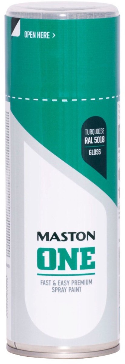 Maston ONE - spuitverf - hoogglans - turkooisblauw (RAL 5018) - 400 ml - spuitbus verf