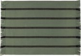 Mistral Home - Set van 4 placemats - 4x 35x45 cm - 100% katoen - Met franjes - Gestreept - Groen zwart
