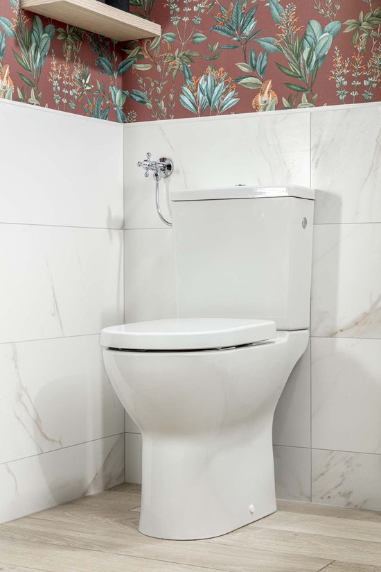 Plieger Plus WC-pack - Staande Toiletpot Verhoogd - Met Reservoir Plus - Incl. Closetzitting en Afvoer - Wit - Plieger