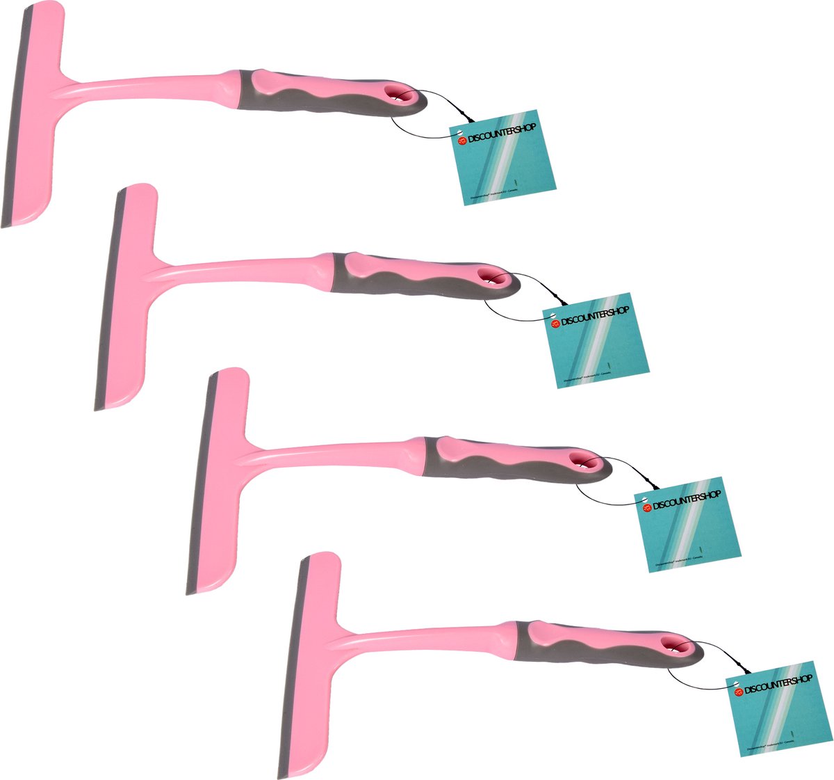 Goedkoopste Discountershop Roze Handmatige Raamwisser Set - Multifunctioneel Schoonmaakgereedschap - Set van 4 - 16cm x 2cm x 26cm
