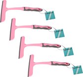 Discountershop Roze Handmatige Raamwisser Set - Multifunctioneel Schoonmaakgereedschap - Set van 4 - 16cm x 2cm x 26cm)